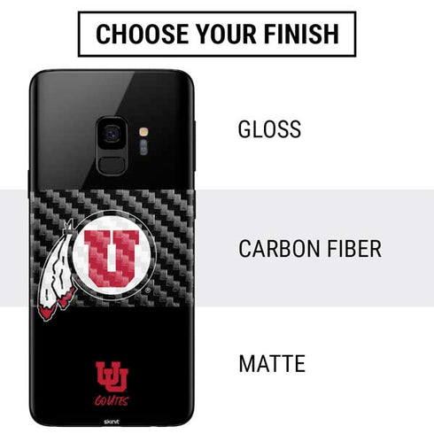 Utah Circle and Feather on Black Galaxy S9 Skin